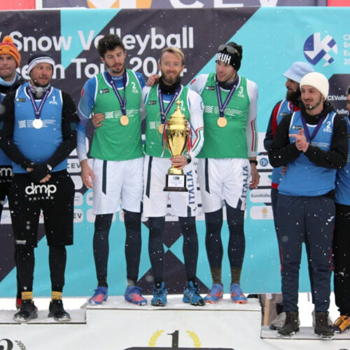 Geromin Camozzi Di Risio Snow Volleyball European Tour Bakuriani podio